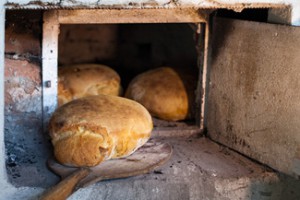 Bread baked in a medieval oven