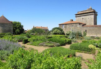 Medieval donjon with garden at Bazoges en Pareds, France