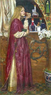 The Queen in her Parlour Eating Bread & Honey Painting showing a queen eating medieval bread and honey