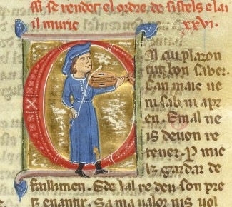 The troubadour Perdigon playing medieval music