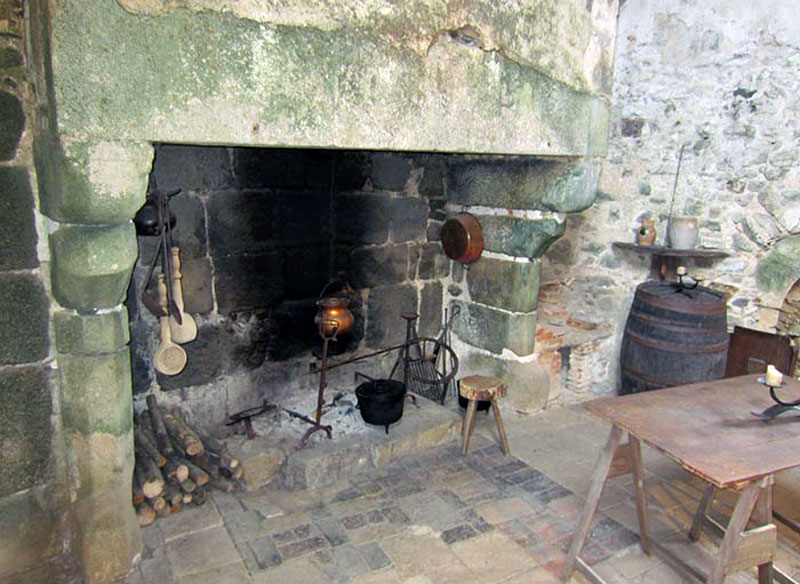 Small roasting spit in a medieval kitchen